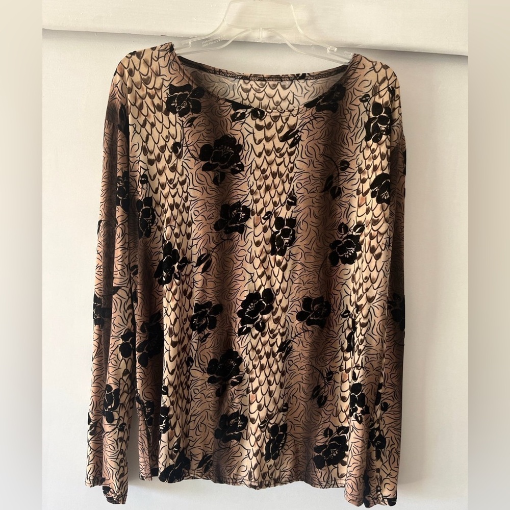 Like New Chic Floral Women's Blouse - Black and Tan